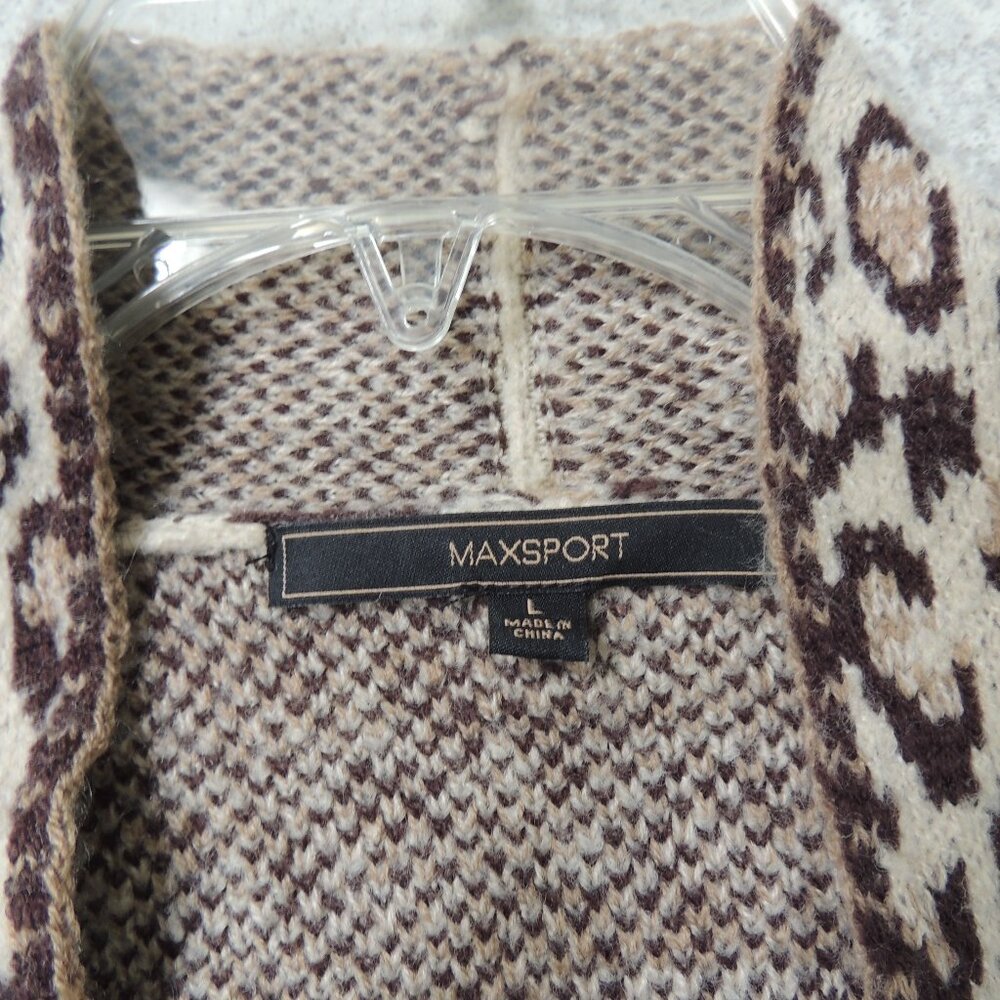 Max Sport Long Open Cardigan Duster Animal Print Large - Picture 9 of 9